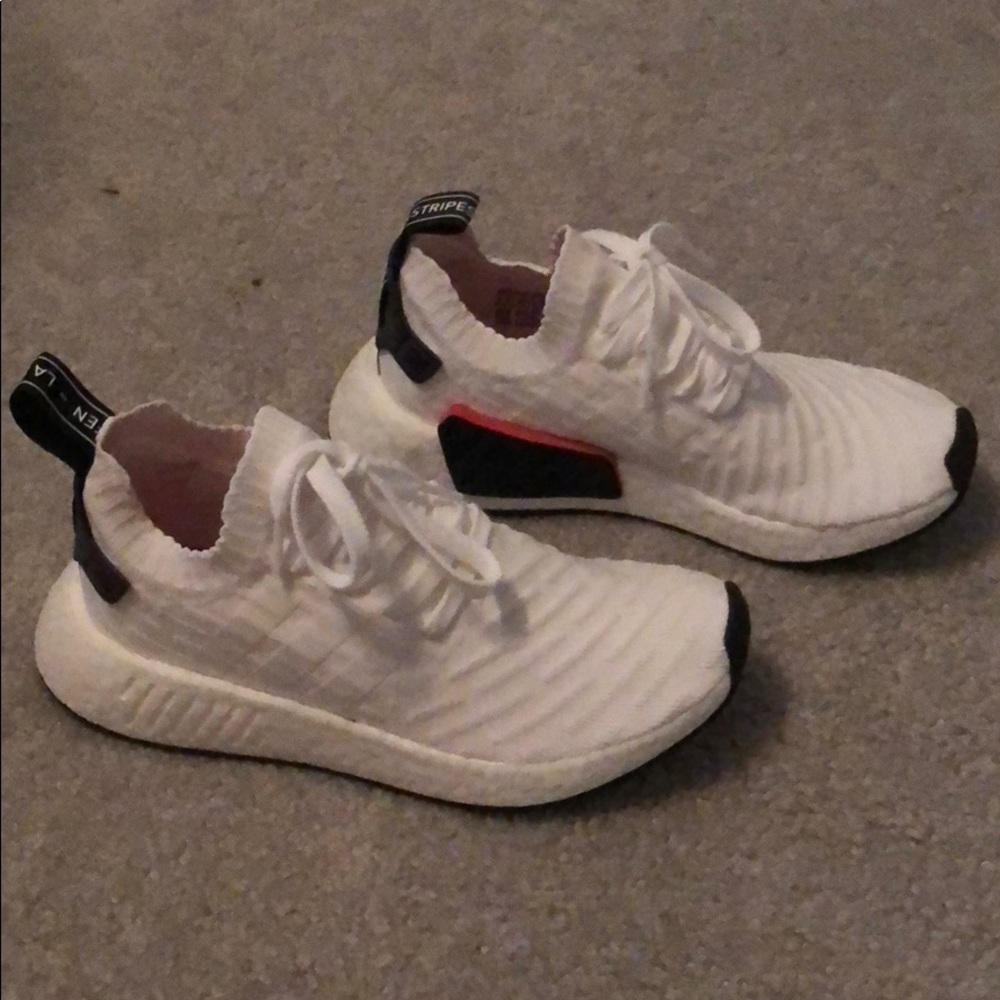 White and Red Adidas NMD shoes